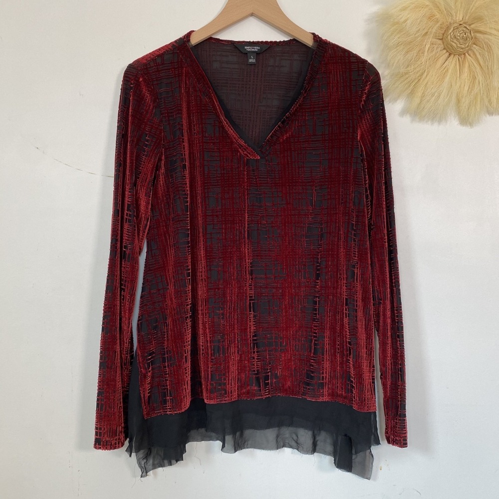 Simply Vera Wang Womens‎ Y2K Whimsigoth Velvet Burnout Top Size S Fairy Grunge
